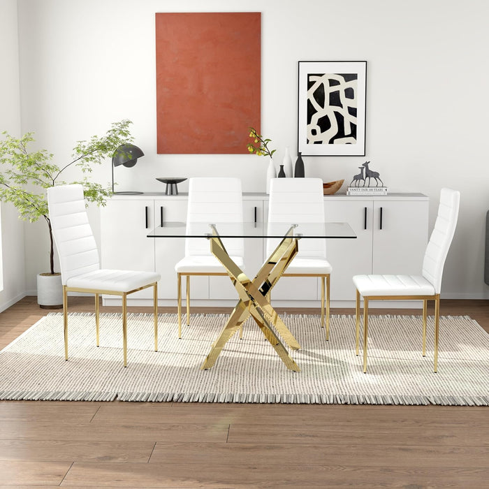 GOLDFAN Black/Gold Dining Chairs Set of 4,AWS-011-2/13-4.US