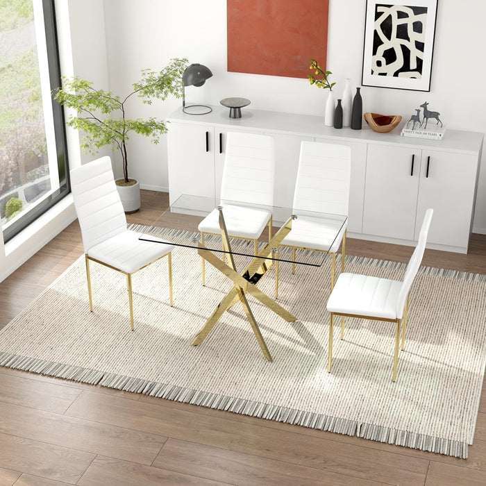 GOLDFAN Black/Gold Dining Chairs Set of 4,AWS-011-2/13-4.US
