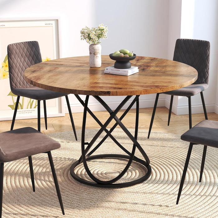 GOLDFAN 47 inch Modern Round Large Wood Dining Table for 4-6.AWS-205