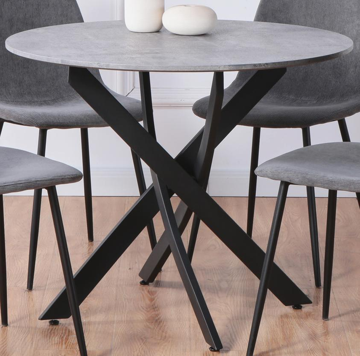 GOLDFAN Round Glass Dining Table with black powder coating Legs, 35.5 in Modern 90*90*75cm Small Kitchen Table for Kitchen Dining Room AWS 22-4.US