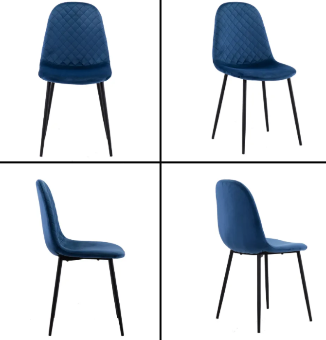 GOLDFAN Chaises Salle à Manger Lot de 4 Chaises en Velours Bleu Marine Chaises de Cuisine pour 4 Personnes,Bleu Marine， AWS-024-4-4 .FR