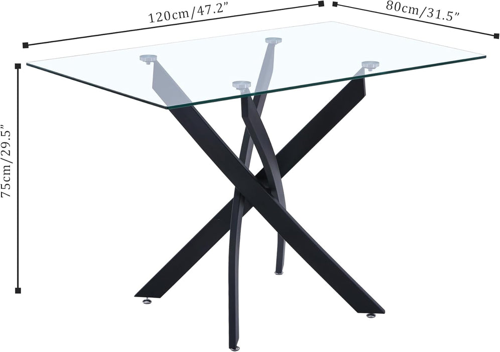 GOLDFAN 47in Modern Rectangular Glass Kitchen Table for Dining Room.AWS-021-5