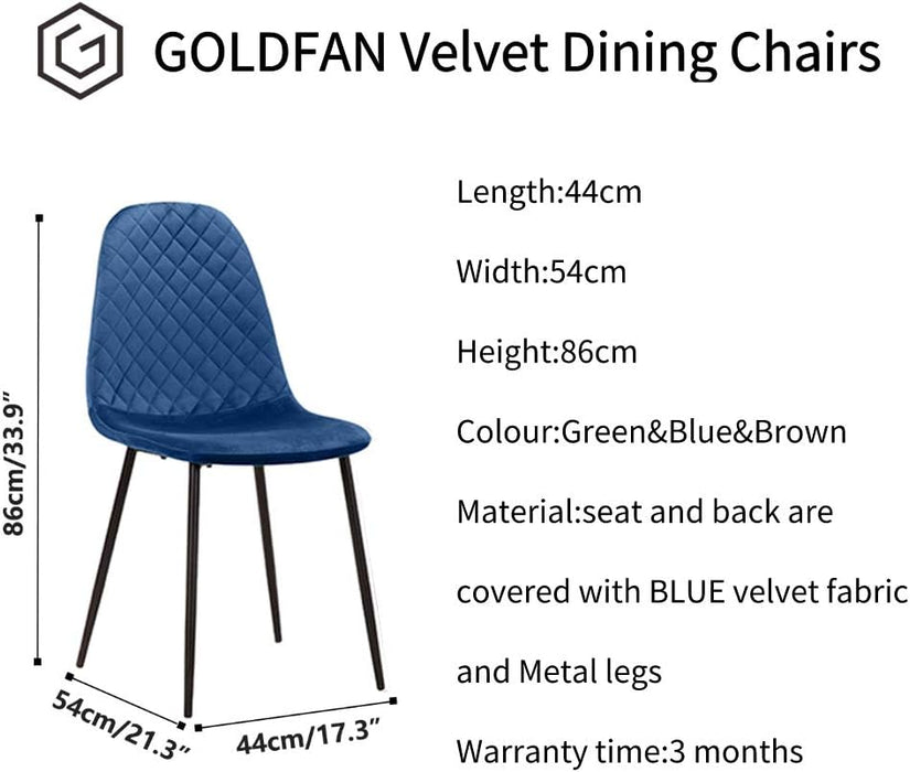 GOLDFAN Chaises Salle à Manger Lot de 4 Chaises en Velours Bleu Marine Chaises de Cuisine pour 4 Personnes,Bleu Marine， AWS-024-4-4 .FR