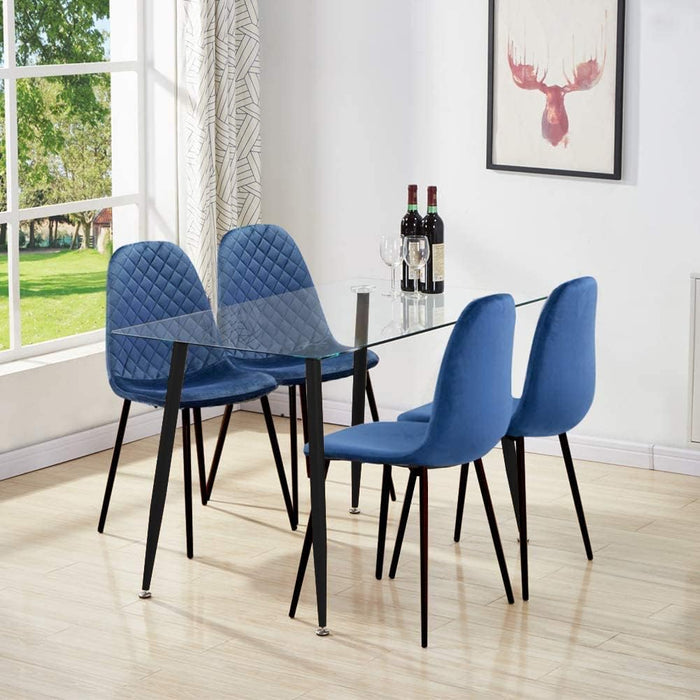 GOLDFAN Chaises Salle à Manger Lot de 4 Chaises en Velours Bleu Marine Chaises de Cuisine pour 4 Personnes,Bleu Marine， AWS-024-4-4 .FR