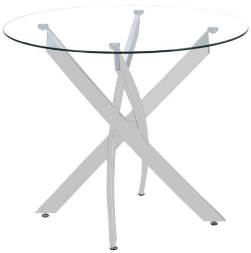 GOLDFAN Round Glass Dining Table with Black Powder Coating Legs, AWS 22.US